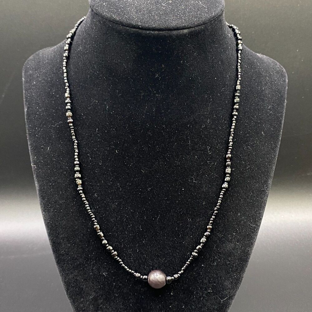 Vintage Black Bead Necklace